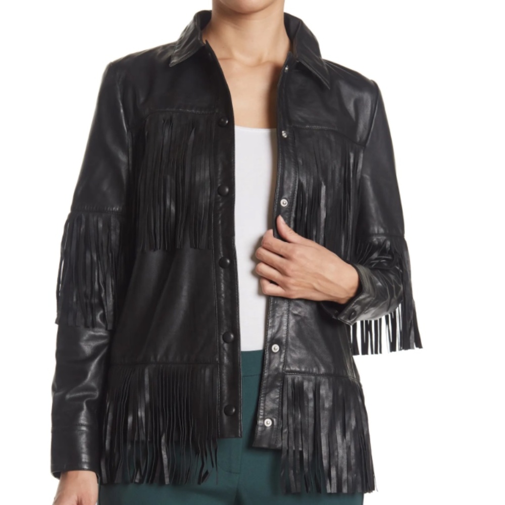 Nash Lamb Leather Fringe Jacket from WALTER BAKER